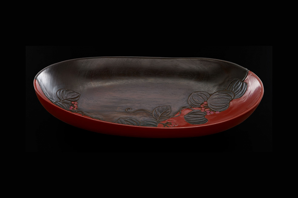 川添日記 漆塗り器 （川添日記 草木彫「想い出鉢」 - 工芸品） 