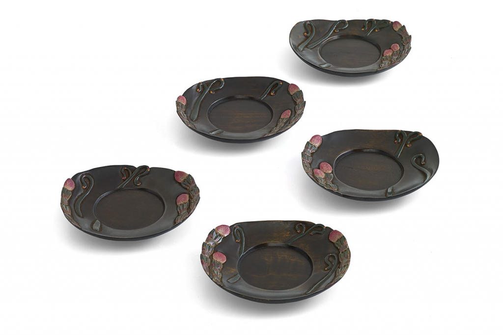 銘々皿、デザート皿としても| 草木彫 川添日記 漆作家 少しづつ違う五枚組 